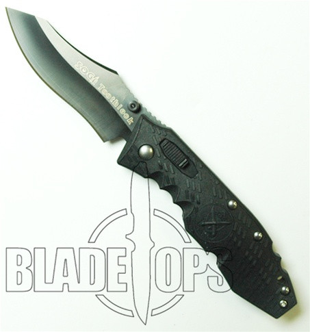 SOG Toothlock Folder Knife, VG-10 Plain Edge TiNi Blade, Zytel Handles,  TK03