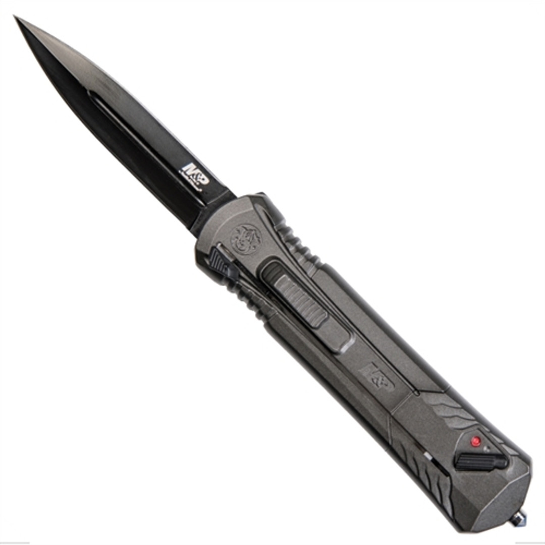 Smith & Wesson M&P OTF10G Grey D/E OTF Spring Assist Knife, AUS-8 Black Blade