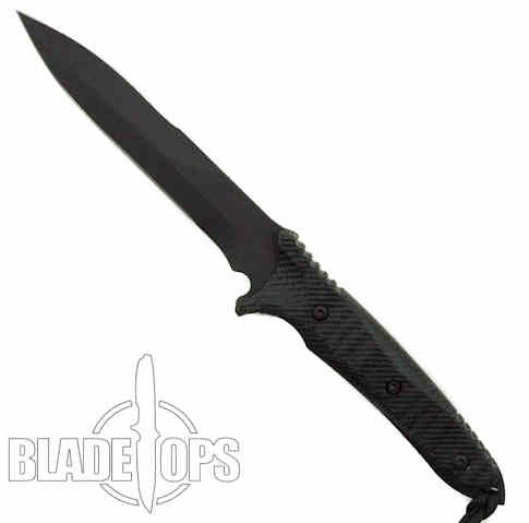 Spartan Blades Spartan Breed Fighter Knife, Black Blade, Black Handle, Black Nylon MOLLE Sheath
