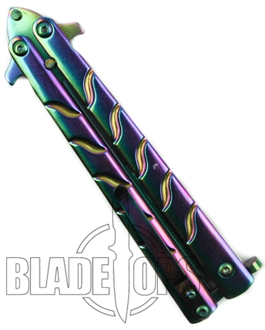 Bayonet Point Butterfly Knife, Rainbow