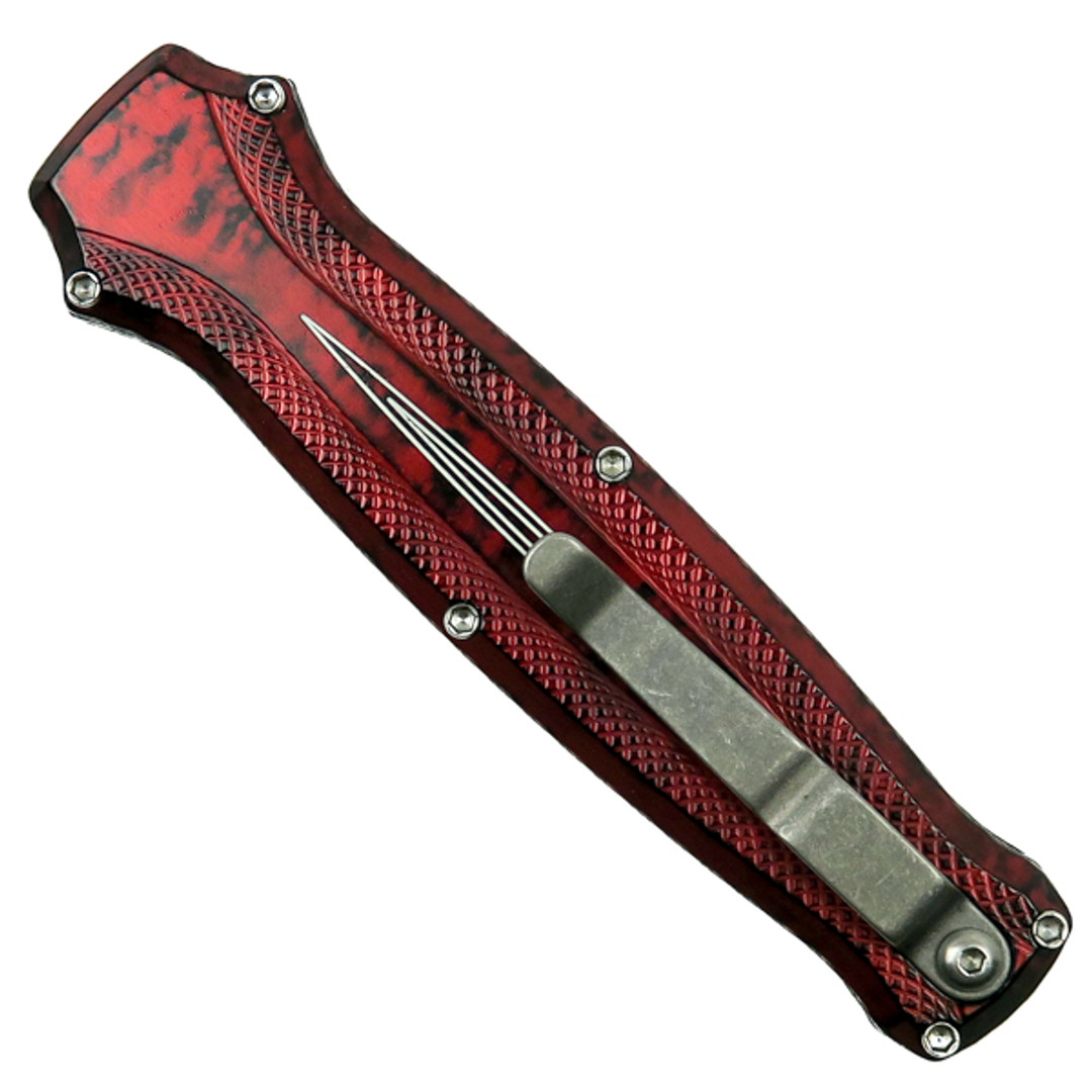 Piranha P-20R Red Rated-XDE OTF Auto Knife, 154CM Mirror Blade