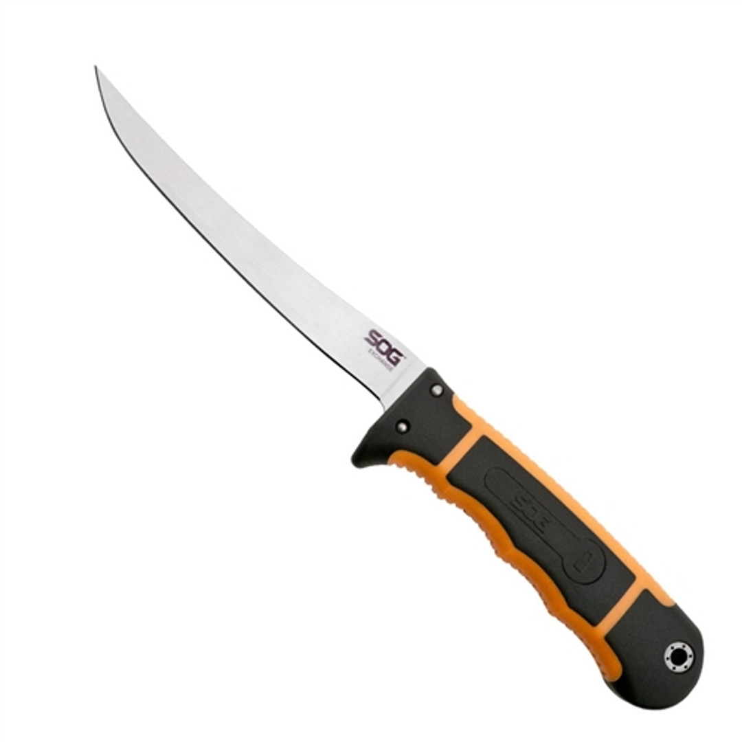 SOG Exchange Fixed Blade Knife, Satin Multi-blade, Black/Orange Handle