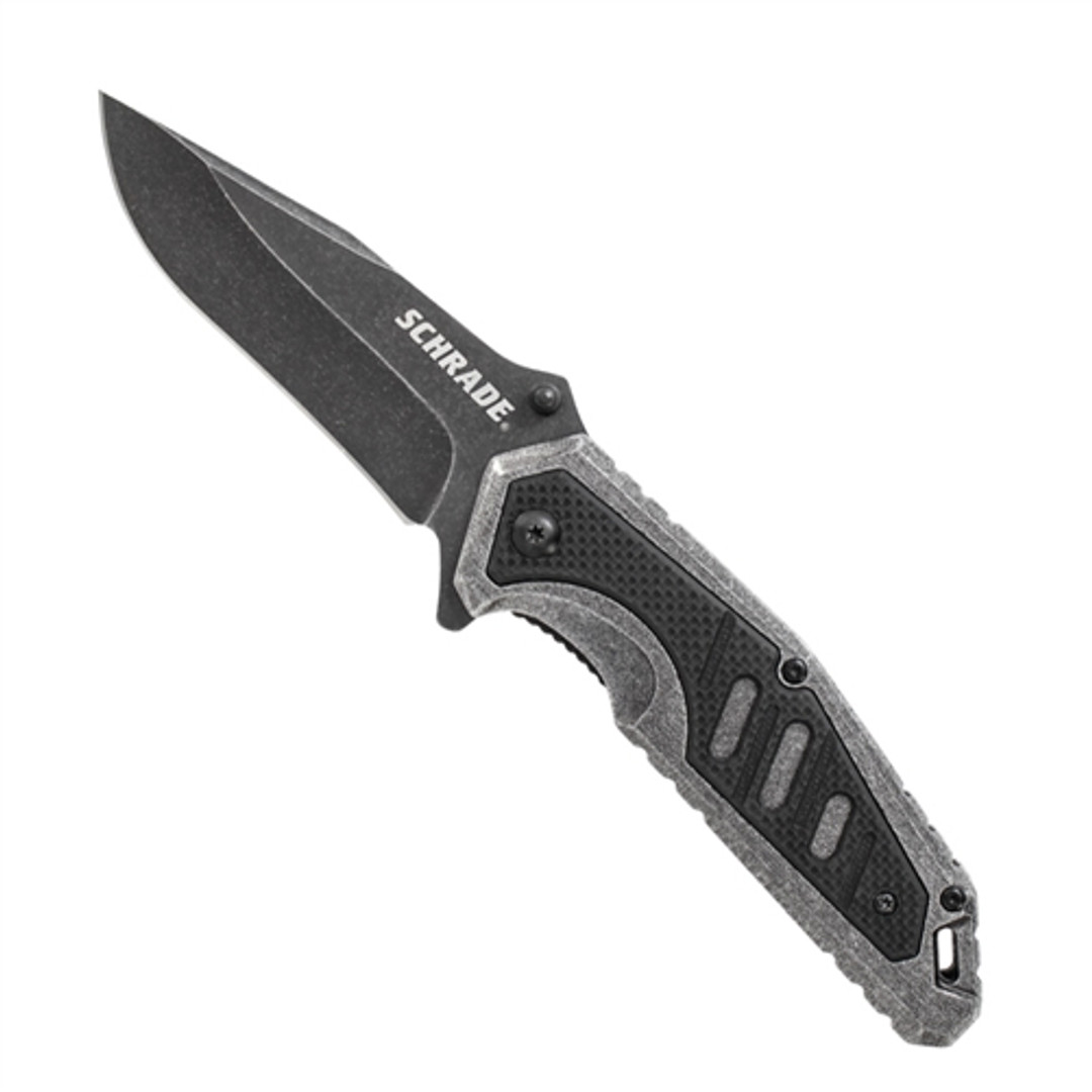 Schrade 507 Series Folder Knife, Black Stonewash Blade