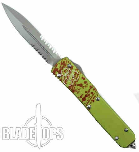 Microtech Ultratech Zombie OTF, Double Edge Bead Blast Blade, Combo Edges