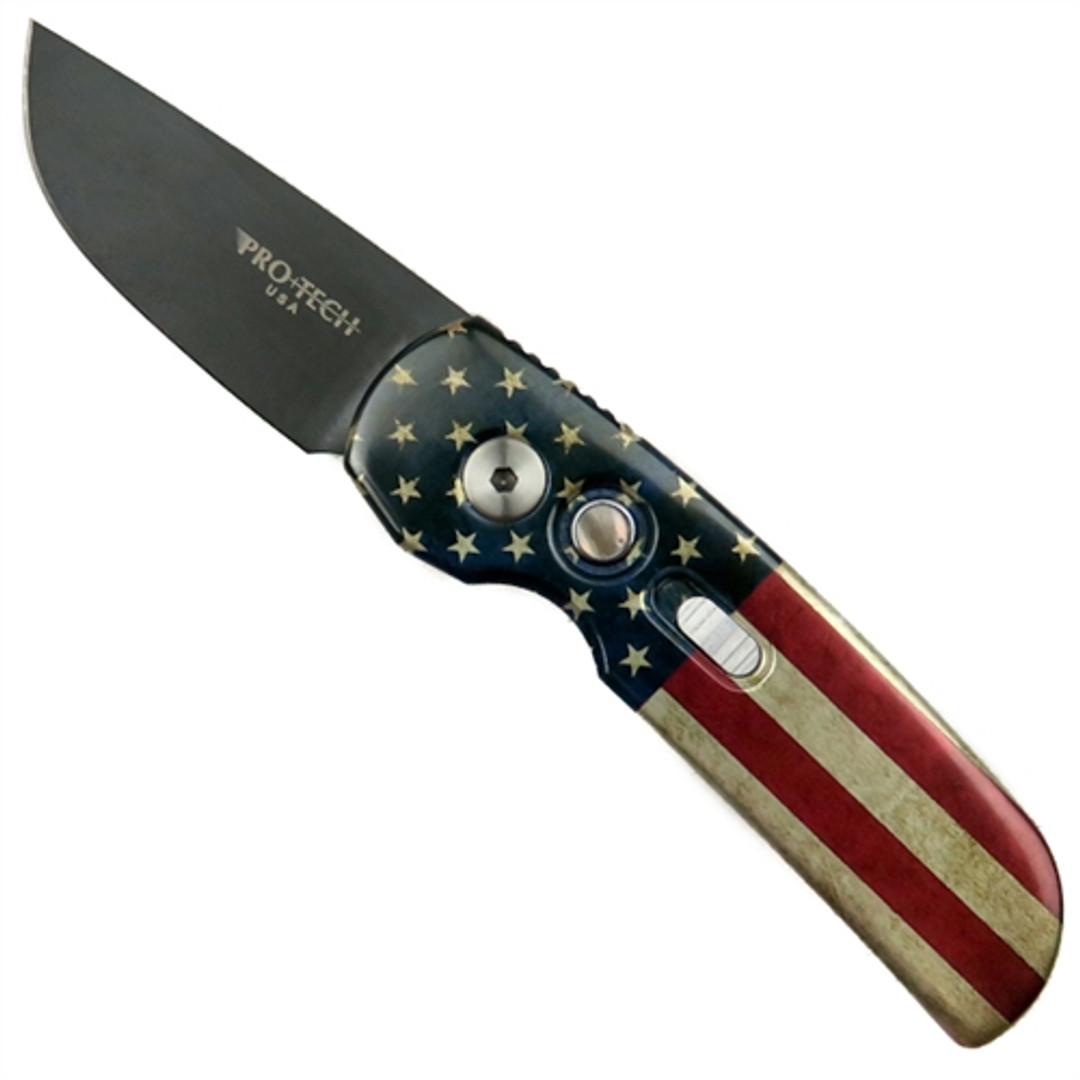 Pro-Tech SHOT Show 2017 Calmigo USA Flag Cali-Legal Auto Knife, 154CM Black Blade