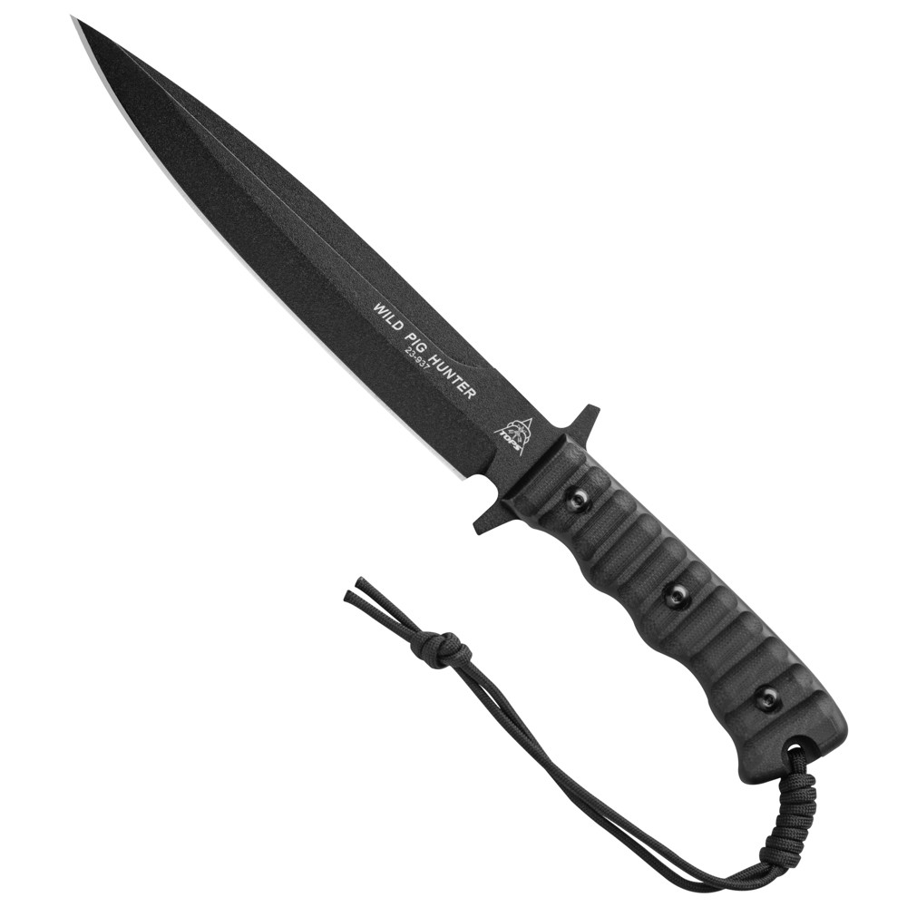 TOPS Knives BlackOut Wild Pig Hunter Fixed Blade Knife, 1095