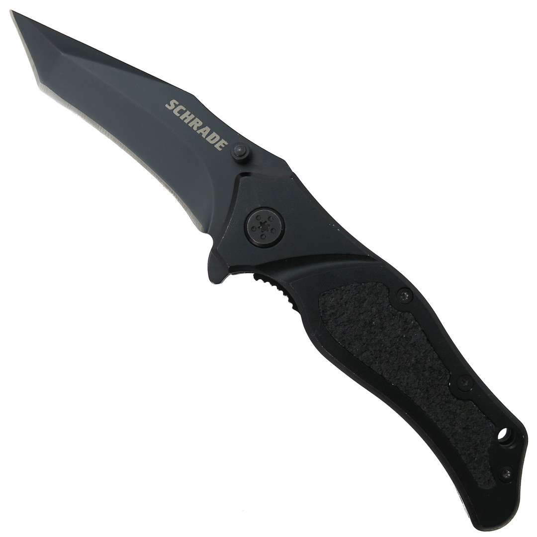 Schrade 203T Liner Lock Pocket Knife, Black Tanto Plain Blade 