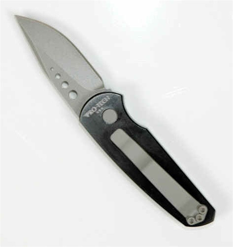 Pro-Tech Runt 2 Cali-Legal Auto Knife, BLK Handle, Bead Blast Blade