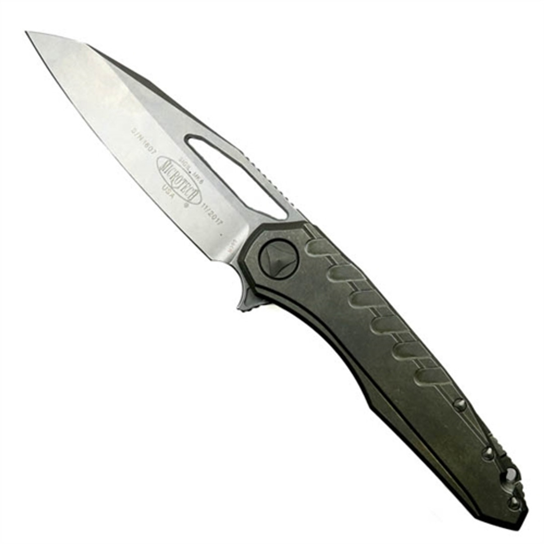 Microtech 196-10 Sigil MK6 Titanium Flipper Knife, Stonewash Blade