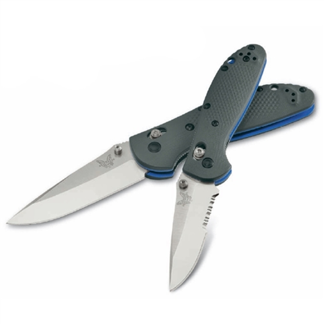 Benchmade 556S-1 Grey Mini Griptilian Folder Knife, CPM-20CV Satin Combo Blade