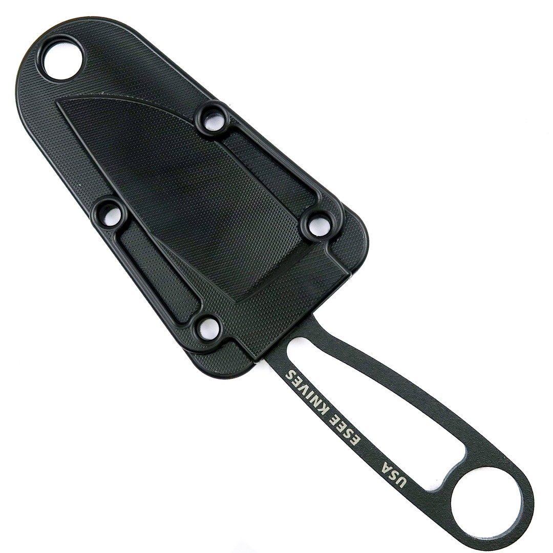 ESEE Knives Izula Fixed Blade Knife, 1095 Carbon Black Blade, sheathed