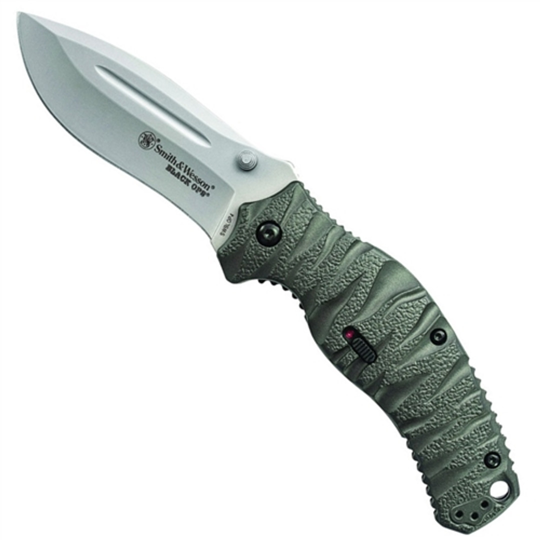 Smith & Wesson Black Ops Spring Assist Knife, Satin Plain Blade, SWBLOP4