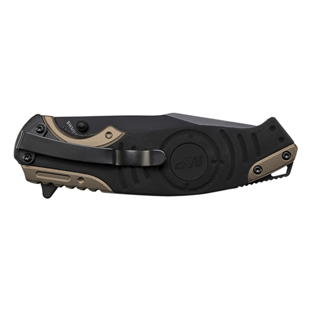 Smith & Wesson M&P SWMP13BS Black/Tan Folder Knife, Black Combo Blade