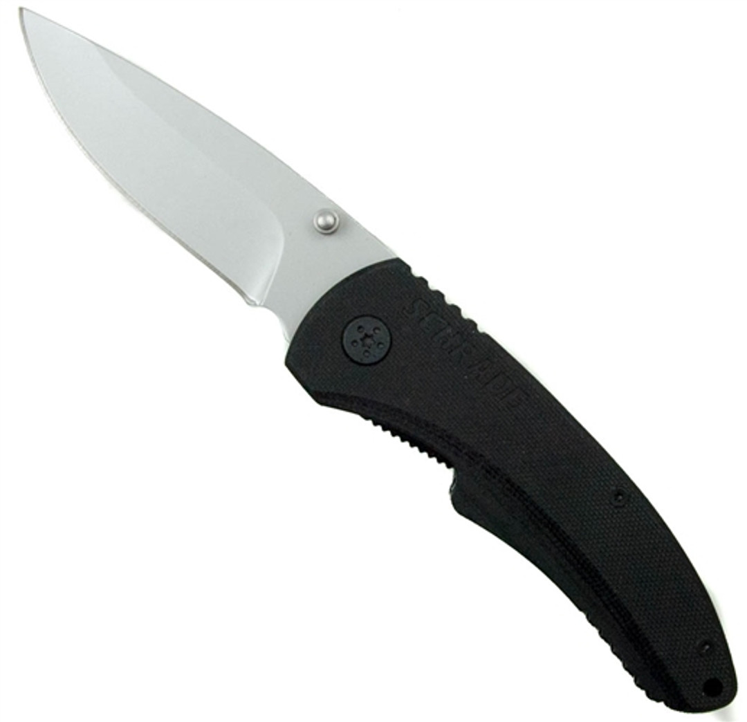 Schrade 101L Large G10 Folding Knife, Drop Point Bead Blast Plain Blade