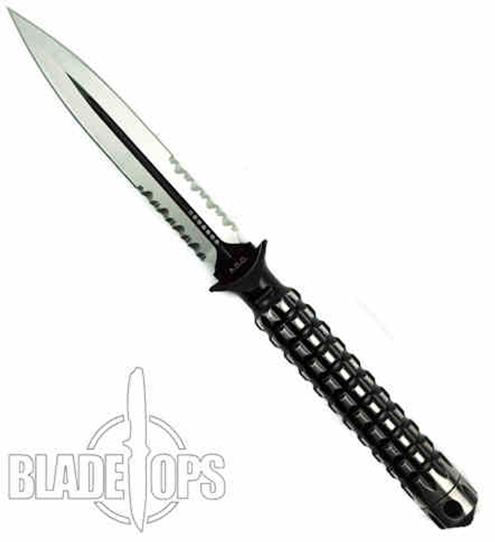 Microtech ADO Fixed Blade Knife, Black Reverse Two Tone, Part Ser