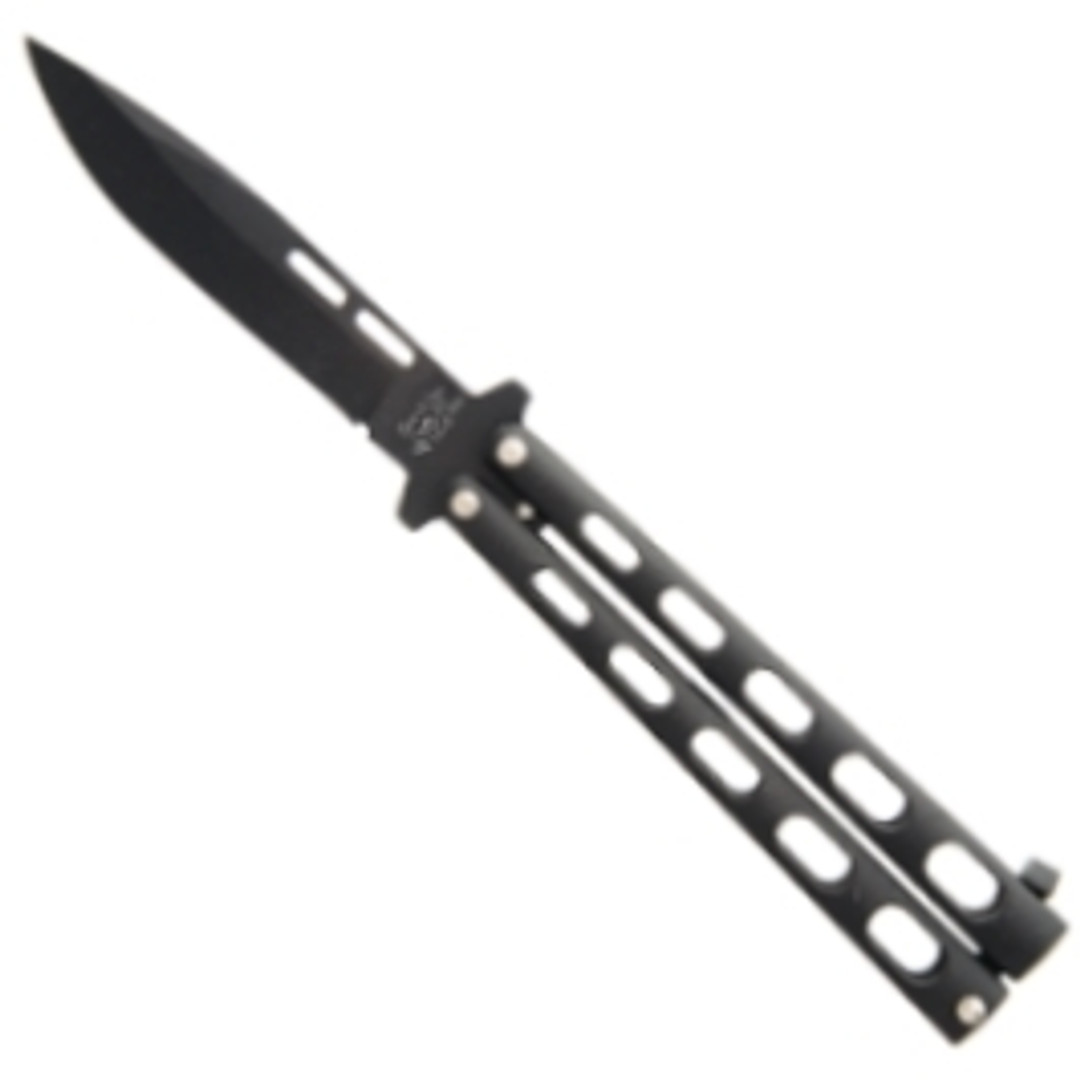 Bear & Son 115B Balisong Butterfly Knife, 1095 Carbon Black Blade