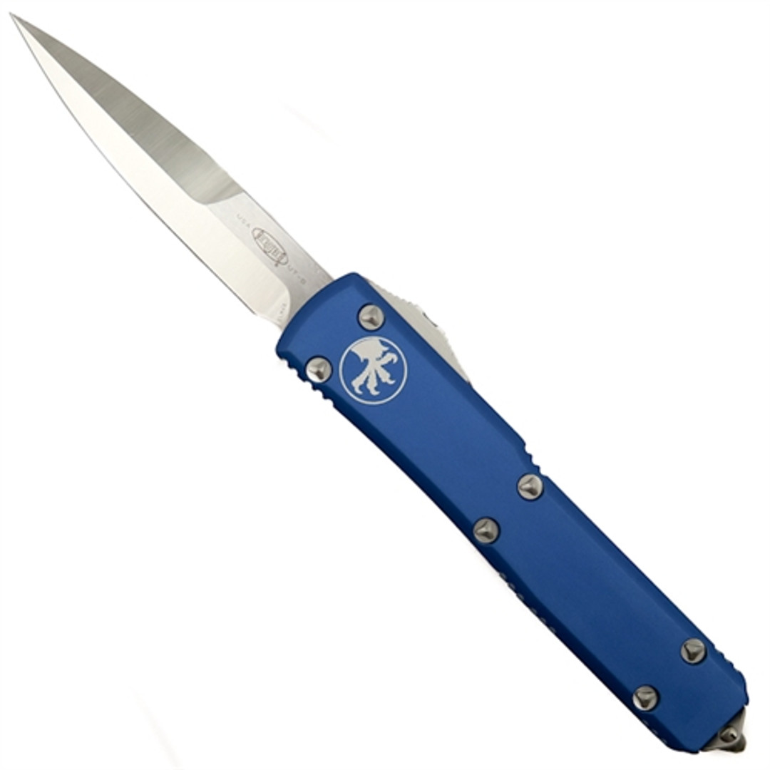 Microtech 120-4CCBL Blue Contoured Ultratech Bayonet OTF Auto Knife, Satin Blade