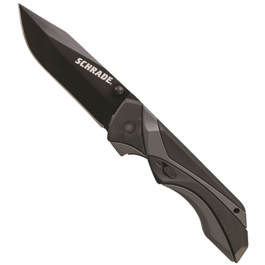 Schrade Black 24/7 SCHA8B Assist Knife, Black Clip Point Blade