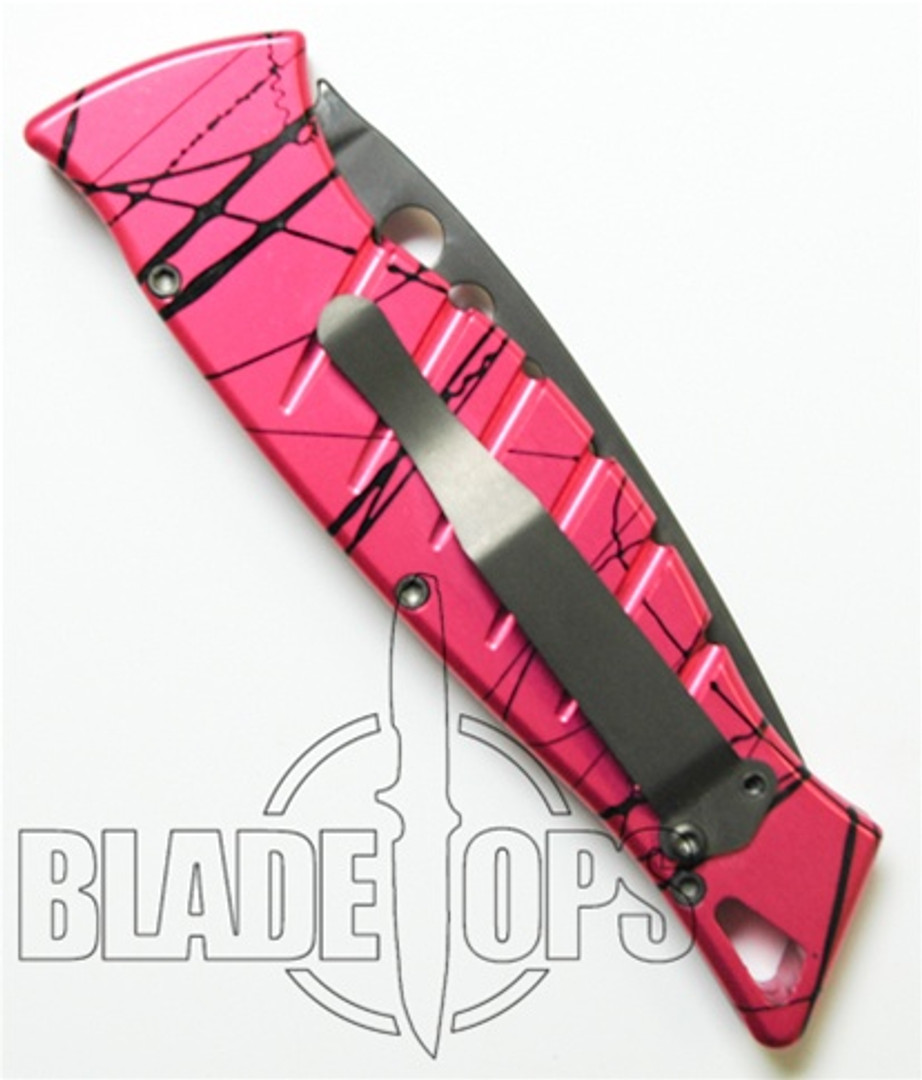 Piranha Pink Amazon Auto Knife, 154CM Black Blade