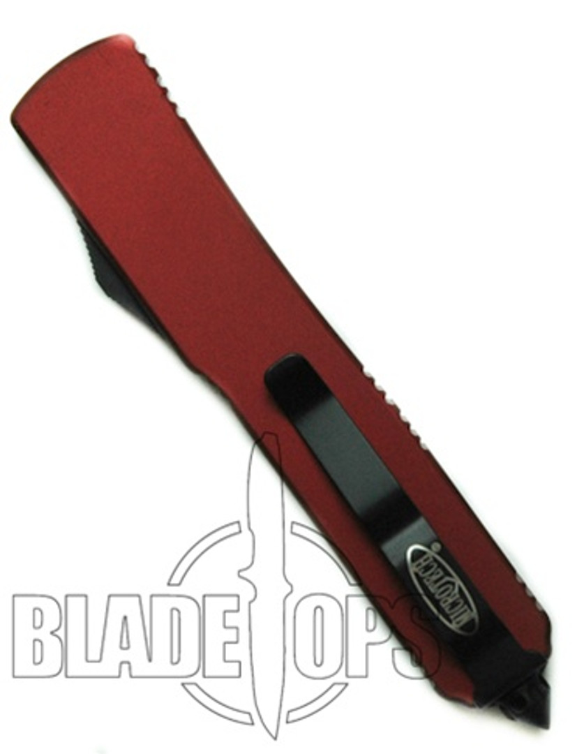 Microtech Ultratech OTF Knife, Red Handle, Limited Run Bayonet Grind, Two-Tone Blade, 120-1RD