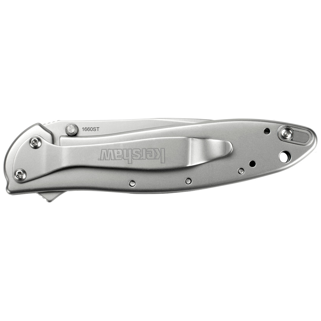 Kershaw Stainless Steel Leek Spring Assist Knife, Combo Blade, KS1660ST REAR VIEW