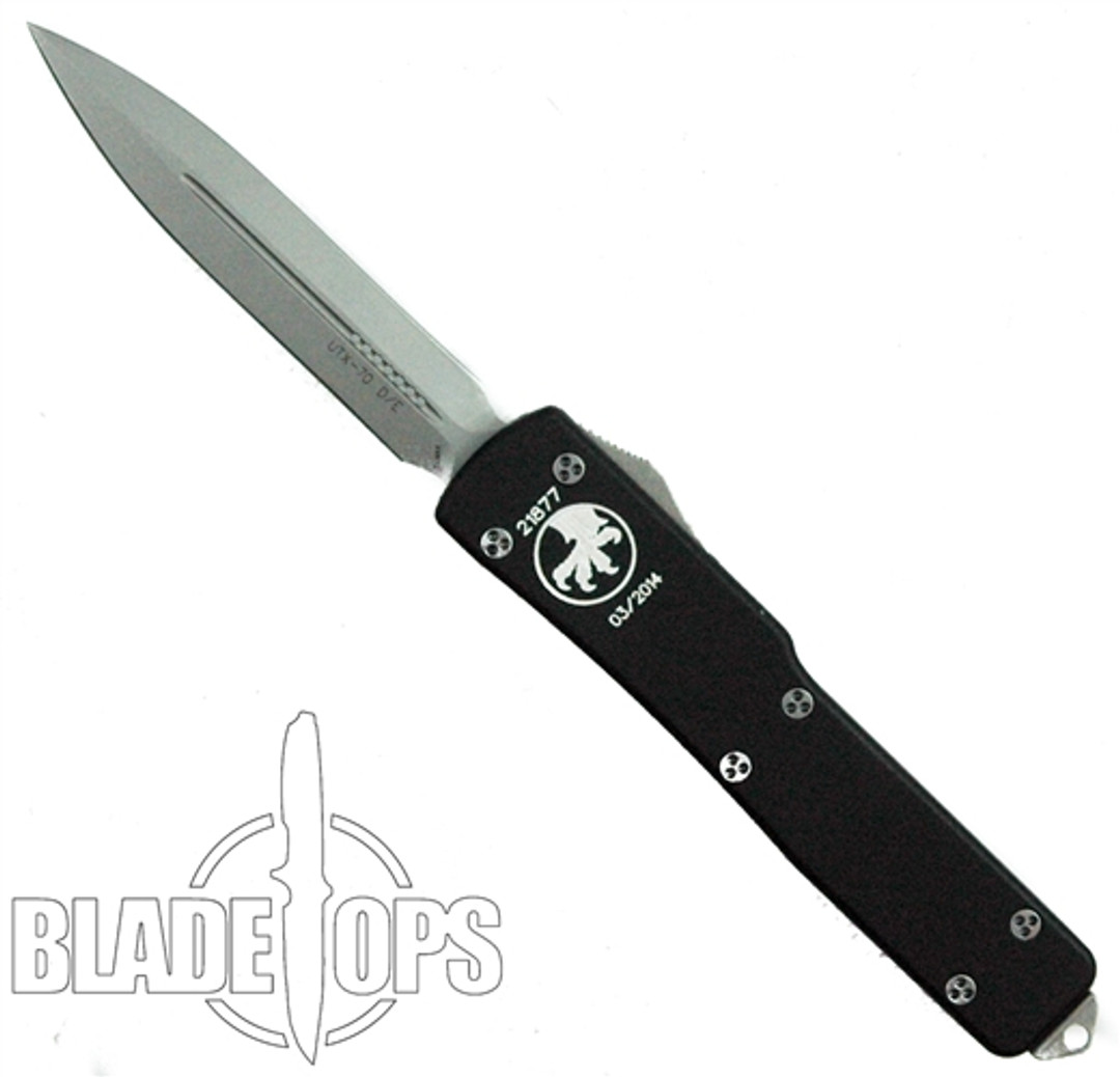 Microtech UTX70 D/A Out the Front Knife, Double Edge, Bead Blast Finish, Plain Edge, MT147-7