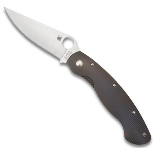 Spyderco Fluted Titanium Military Folder Knife, CPM-S30V Satin Blade
