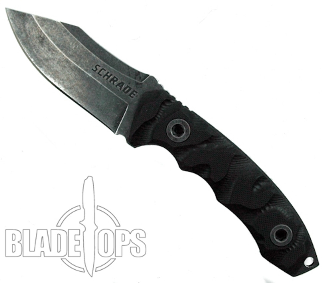 Schrade F24 Fixed Blade Knife, Stonewash, G10 Handle