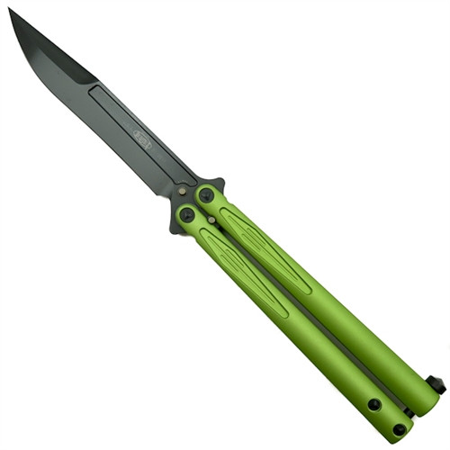 Microtech 173-1DLCLG Lime Green Tachyon III Balisong Butterfly Knife, DLC Black Blade