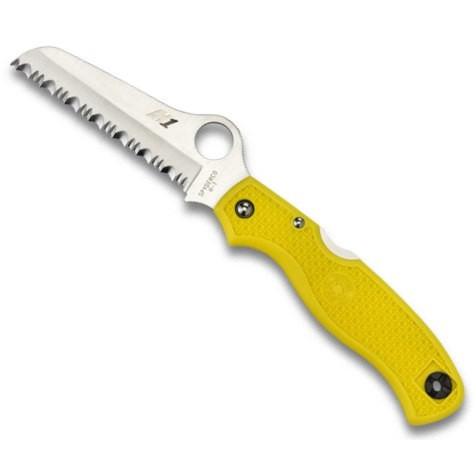 Spyderco Atlantic Salt Folding Lockback Knife, H1 Steel SpyderEdge Blade, Yellow FRN Handle, C89SYL