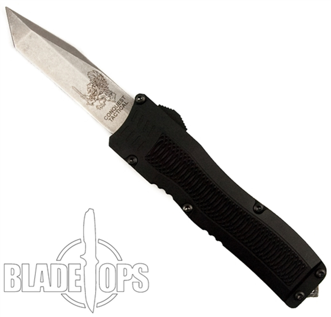 Conquest Tactical Fury OTF Auto Knife, Stonewash Tanto Blade