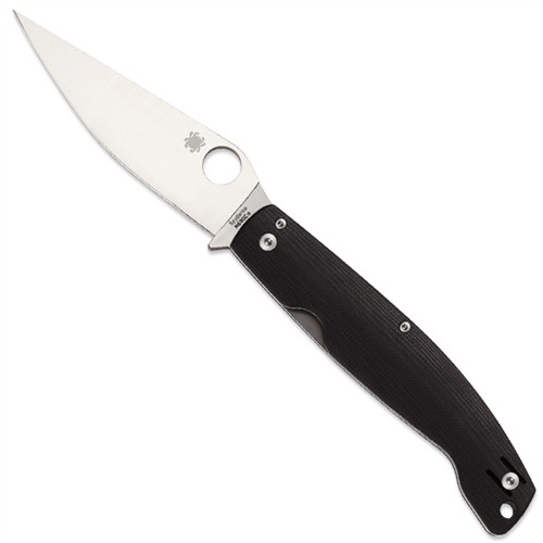 Spyderco Pattada Folding Knife, Black G-10 Handle, Plain Blade