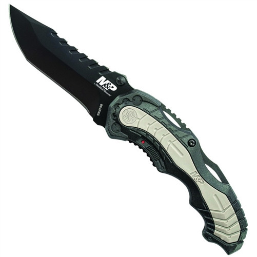 Smith & Wesson Black MAGIC SWMP6B Spring Assist Knife, Black Plain Blade
