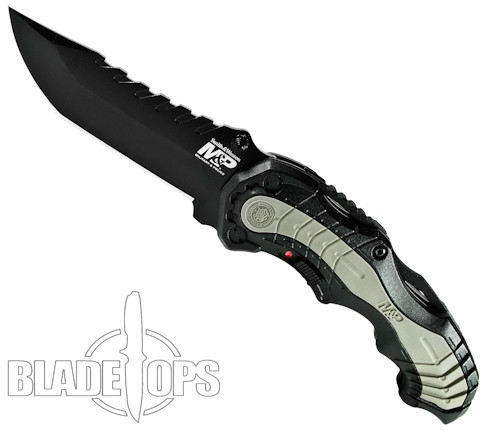 Smith & Wesson Black MAGIC SWMP6B Spring Assist Knife, Black Plain Blade