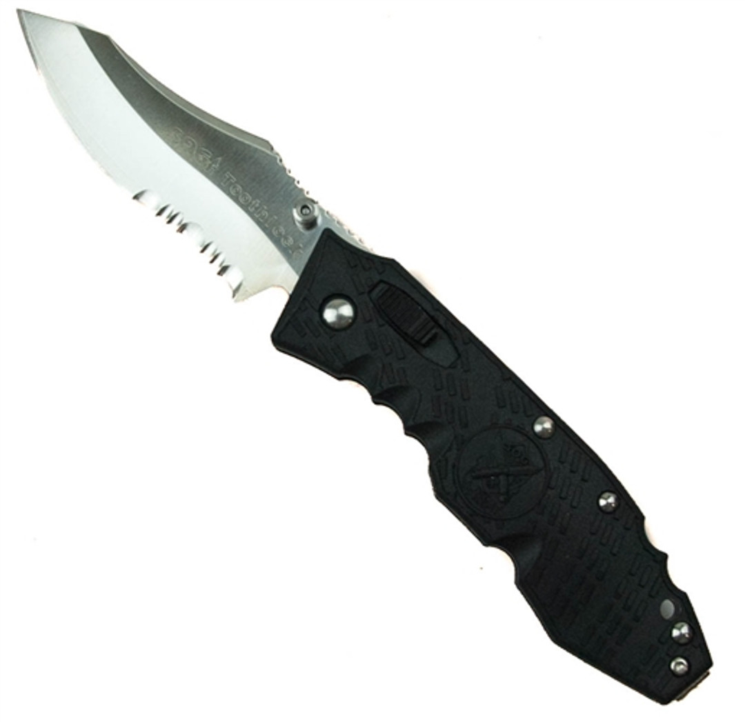 SOG Toothlock Folder Knife, VG-10 Part Serrated Blade, Zytel Handles,  TK02