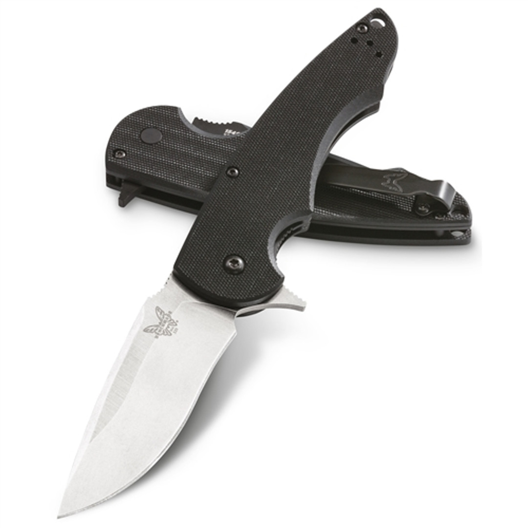 Benchmade 320SBK Precinct Flipper Knife, 154CM Black Combo Blade