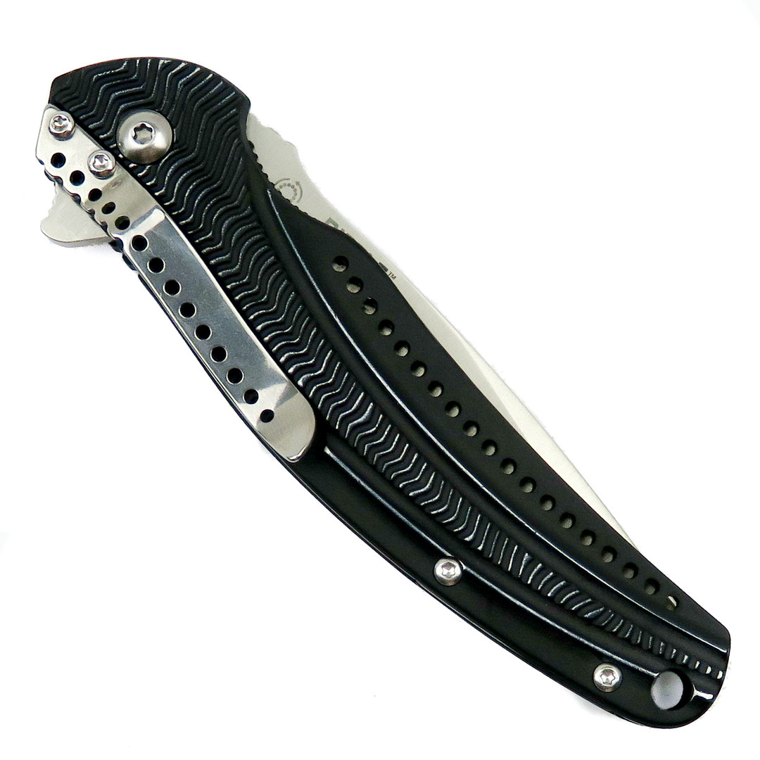 CRKT Ken Onion Ripple Knife, Aluminum Black Handle, Polished Blade, K415KXP, clip view