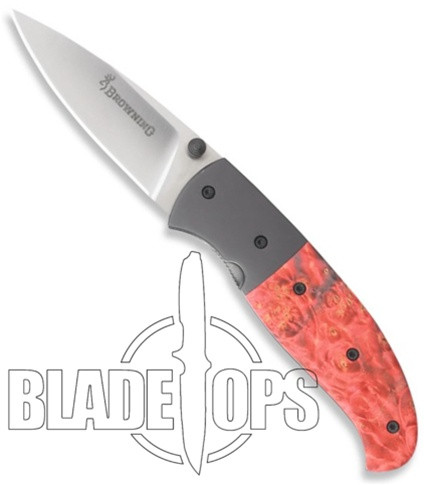 Browning Escalade Medium Folding Knife, Red Box Elder Burl Handle, 668