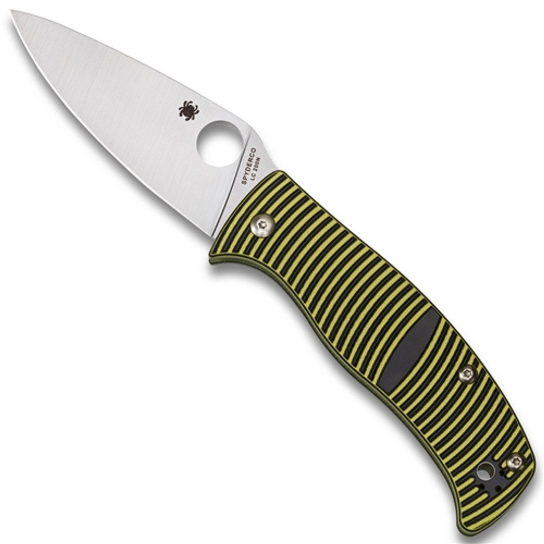 Spyderco C217GP Black/Yellow Caribbean Folder Knife, LC200N Satin