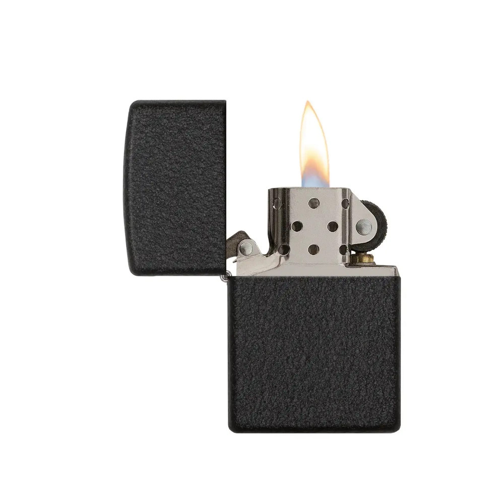 Zippo Regular Black Crackle Lighter, Zippo 236 open view
