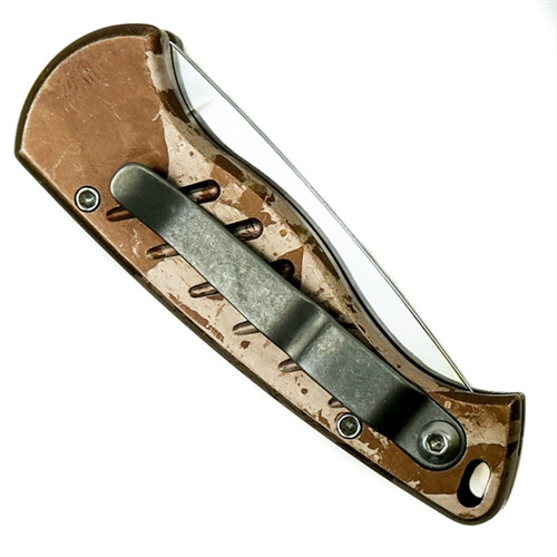 Piranha Desert Camo Fingerling Auto Knife, 154CM Mirror Blade