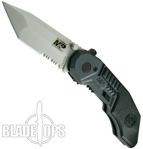 Smith & Wesson Military & Police MAGIC Assist Knife, Satin Combo Tanto Blade, SWMP3S