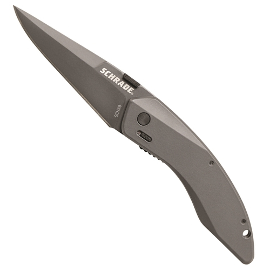 Schrade SCHA9 Land Shark Assist Knife, Bead Blast Plain Blade