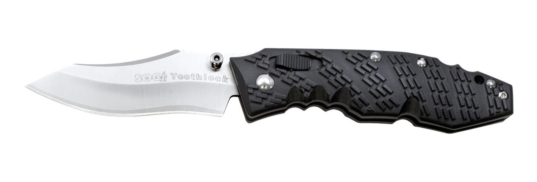 SOG Toothlock Folder Knife, VG-10 Plain Edge Blade, Zytel Handles,  TK01