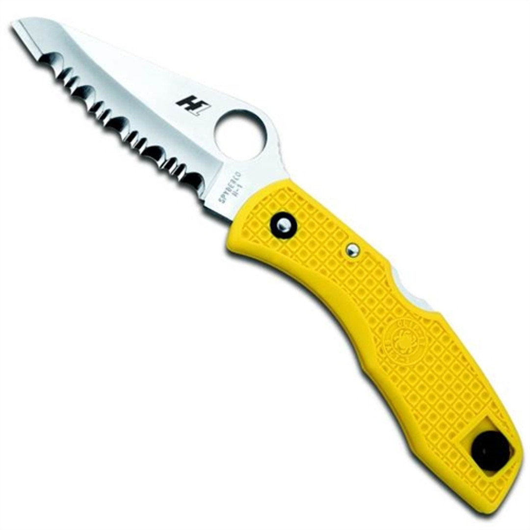 Spyderco Salt I Folding Lockback Knife, H1 Steel SpyderEdge Blade, Yellow FRN Handle, C88SYL