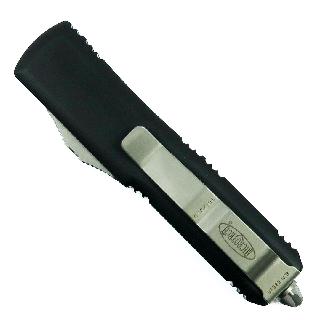 Microtech 231-10 Contoured UTX-85 S/E OTF Auto Knife, Stonewash Blade, Clip View
