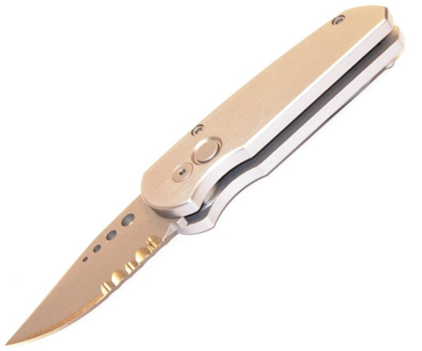 Pro-Tech Runt 2  Cali-Legal Auto Knife, Grey Handle, Ser/BeadBlast