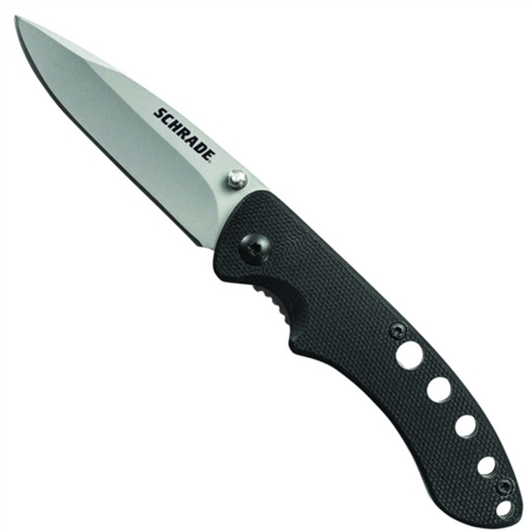 Schrade 107 Liner Lock Knife, G10 Handle, Bead Blast Plain Blade