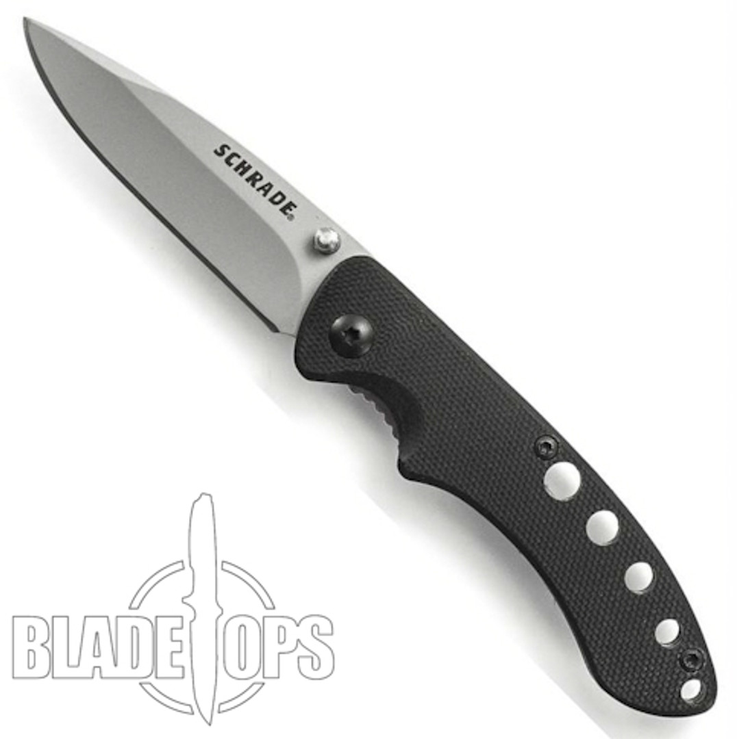 Schrade 107 Liner Lock Knife, G10 Handle, Bead Blast Plain Blade