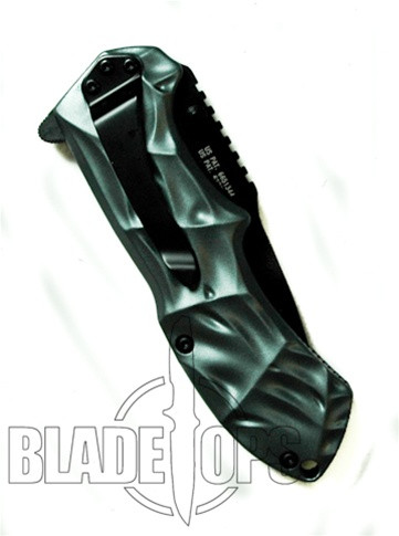 Smith & Wesson Black Ops Spring Assist Knife, Gunmetal Blue Handle, Tactical Black Drop Point, P/S, SWBLOP3BS